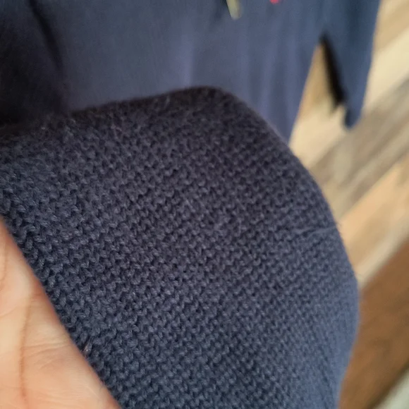 Polo Ralph Lauren Quarter Zip Pullover Knit Sweater Navy Blue Big Pony Sz 5 Boy